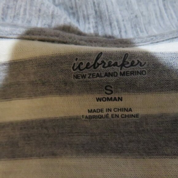 ICEBREAKER 100% Wool Villa Wrap Open Front Cardigan Metro Snow Stripe Outdoor S - Picture 10 of 11